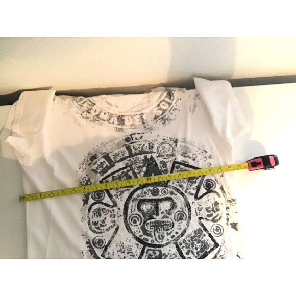 MAYAN VILLAGE -MENS WHITE ORGANIC COTTON V-NECK SHORT SLEEVE T-SHIRT SIZE LARGE - Picture 5 of 6